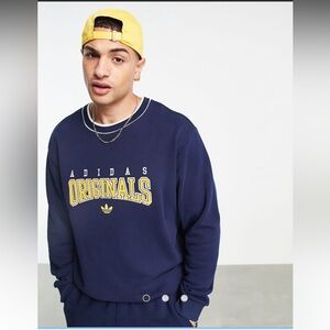 adidas Originals 'Retro Revival' logo graphics co-ord in navy Size Medium‎